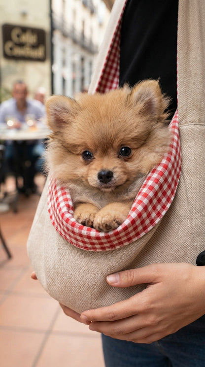 Bolso Bandolera Prémium Reversible para Mascotas – Algodón Suave y Doble Seguridad