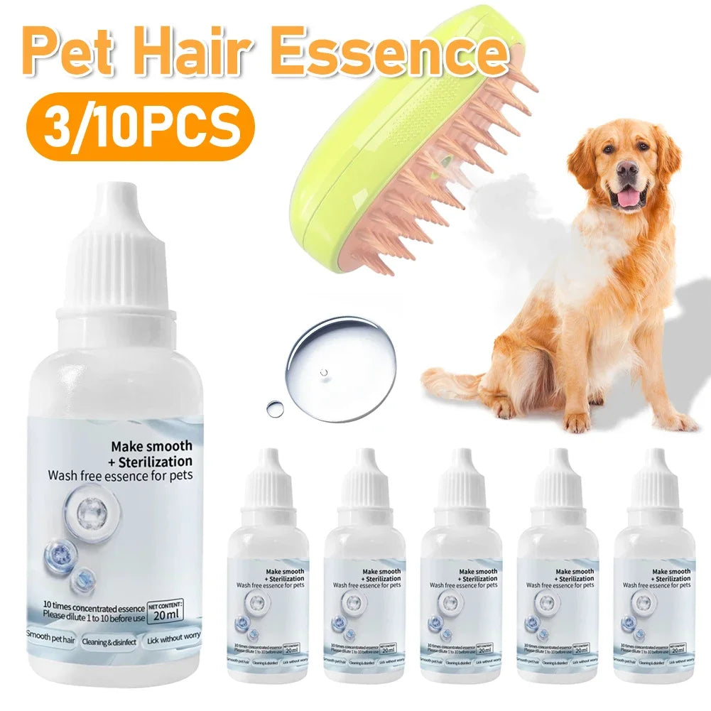 Transform Your Pet's Grooming Routine with Our 3-5Pcs Cat Steam Brush & Wash-Free Essence Hair Serum for Effortless Cleaning and Care