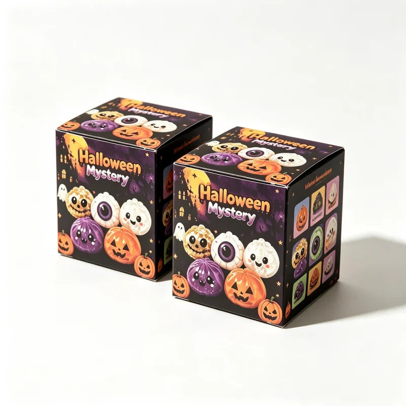 Delightful Halloween Dumpling Squishy with Steamer Box - 8.5cm Stress Relief Toy for Adults - Perfect Anti-Anxiety Gift!